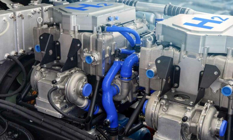 Un moteur de camion à hydrogène.