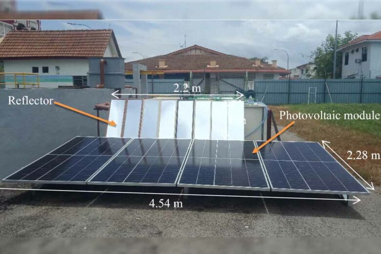 Le prototype de panneaux solaires avec réflecteur.