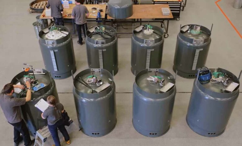 Les unités de stockage de Caldera en cours de production.