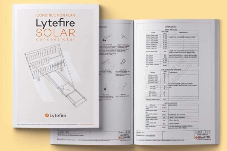 Les plans du four solaire Lytefire sont en vente sur leur site, pour le construire vous même.