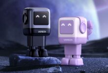 UGREEN Nexode Robot GaN 65W charger en noir et violet. Crédit photo : UGREEN