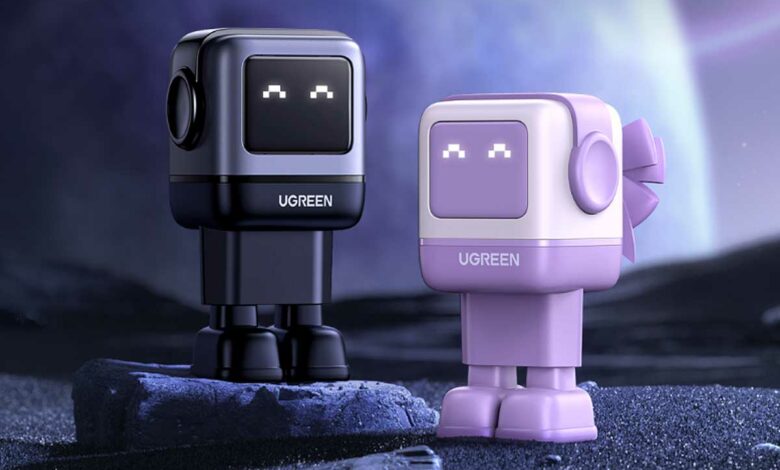 UGREEN Nexode Robot GaN 65W charger en noir et violet. Crédit photo : UGREEN