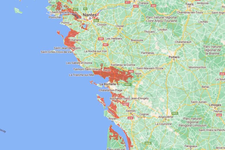 Une estimation alarmante de la montée des eaux dans 100 ans d'après Climate Central.