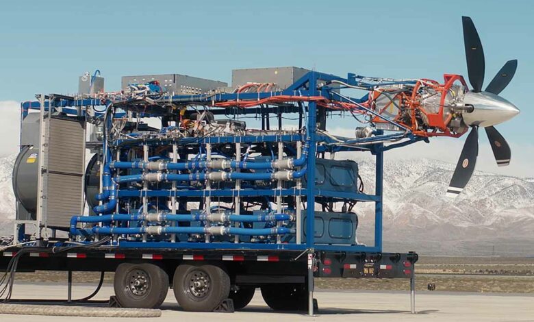 Le moteur d'avion à hydrogène liquide sur le banc d'essais.