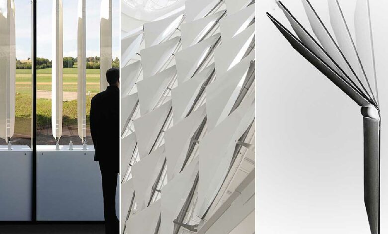 Un élément d'ombrage de façade photovoltaïque à activation pneumatique