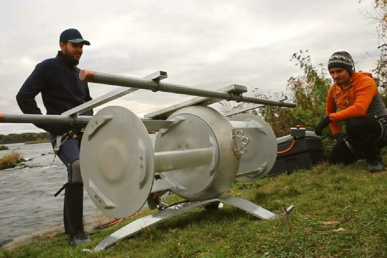 Le prototype de 2013 de l'hydrolienne Idenergie.