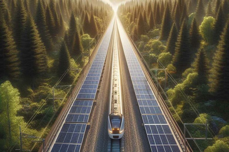 Installer des panneaux solaires le long des voies ferrées pour produire de l'électricité.