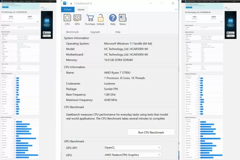 Benchmark (Geekbench).