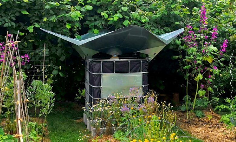 Un collecteur d'eau de pluie qui peut s'installer loin de votre toiture.