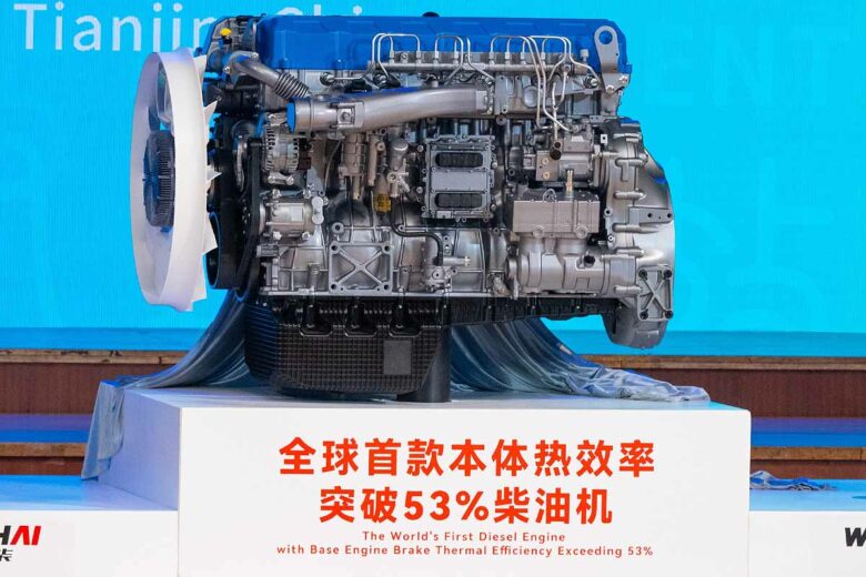 Weichai à dévoilé un moteur diesel avec un rendement thermique record de 53,09 %.
