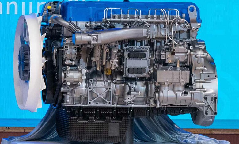 Le moteur du groupe Weichai avec un rendement thermique record de 53,09 % dévoilé lors d'un salon.