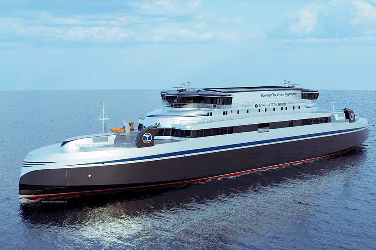 Un des futurs navires de transport à hydrogène de la compagnie Torghatten Nord.