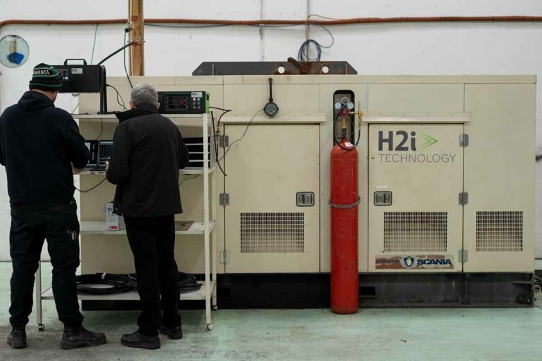 Le groupe moteur diesel servant de test en laboratoire pour le kit d'injection hydrogène de H2i Technology.