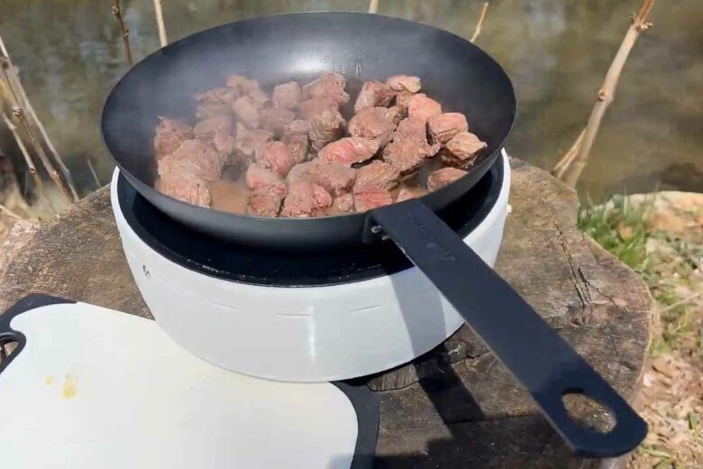 Une plaque à induction sur batterie pour cuisiner à l'intérieur comme à l'extérieur.