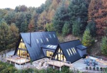 Une maison en A dans un cadre magnifique.