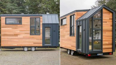 La tiny house Sherpa de Baluchon dispose de grandes fenêtres pour une luminosité intérieur optimale.