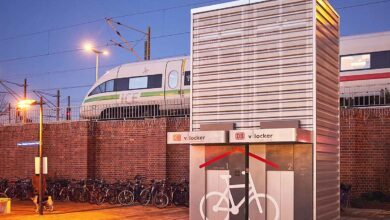 Une tour V-Locker pour stationner son vélo en ville en toute sécurité.