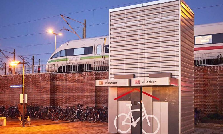 Une tour V-Locker pour stationner son vélo en ville en toute sécurité.