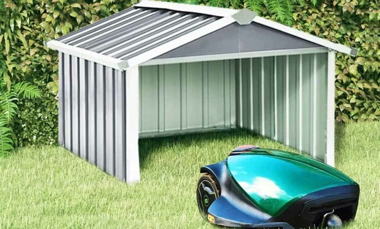 Un abri pour votre robot tondeuse dans le jardin.