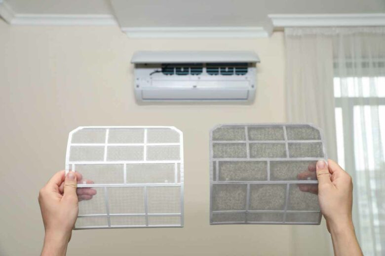 Comparatif d'un filtre propre et d'un filtre sale.