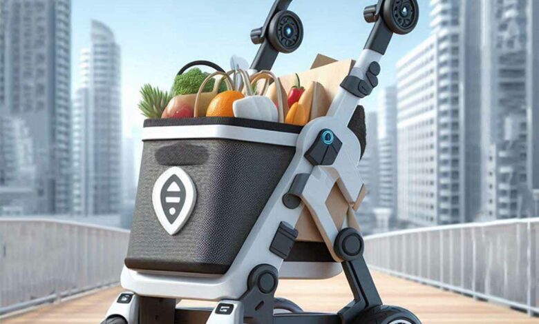 Faire ses courses avec un chariot qui suit tout seul son propriétaire.