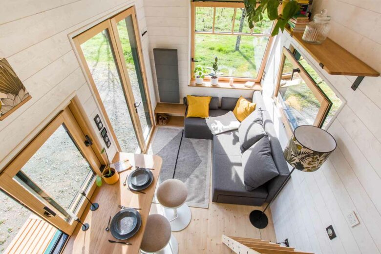 Vue sur l'intérieur de cette jolie tiny house.