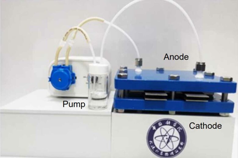 Le système de stockage d'énergie acqueux sur lequel les expériences ont été réalisées en laboratoire.