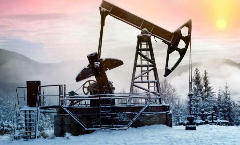 Puits de pétrole en Ukraine dans une région très froide.