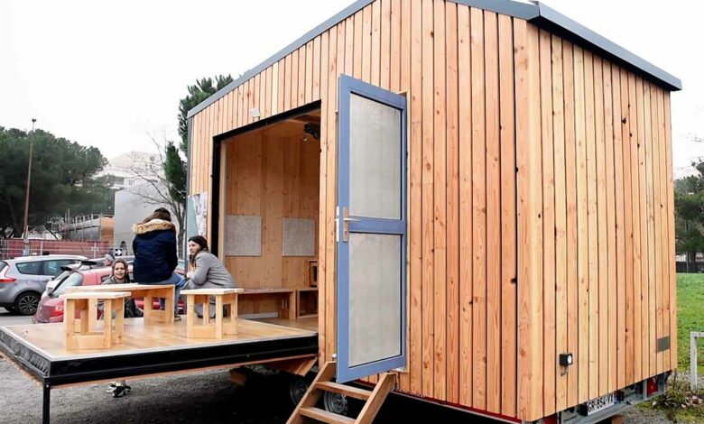 Cette tiny house est réalisée en matériaux recyclés provenant du BTP.