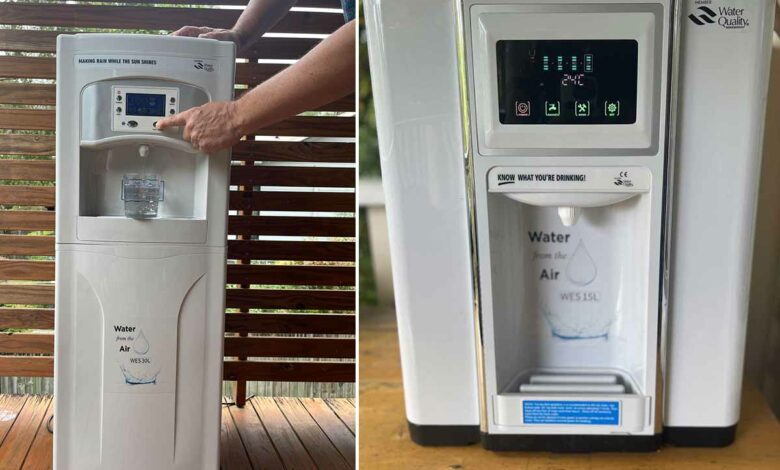 Des générateurs d'eau atmosphérique de la taille de fontaines à eau.