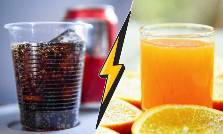 Soda ou jus de fruits, lequel contient le plus de sucre ?
