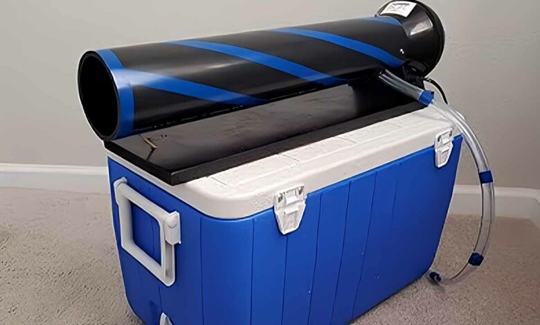 Un climatiseur portable fait maison à partir d'une glacière.