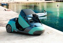 Le Twike5, un vélomobile électrique à 3 roues doté d'une carrosserie.