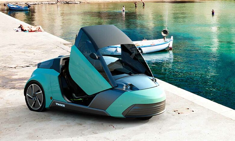 Le Twike5, un vélomobile électrique à 3 roues doté d'une carrosserie.