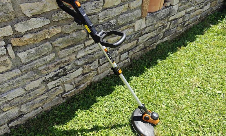 Un coupe bordure sans fil pour entretenir son jardin.