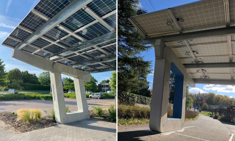 Plusieures configuarations de panneaux solaires possibles pour ce carport.