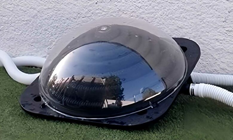 Un dôme solaire qui chauffe l'eau de la piscine (10m3).