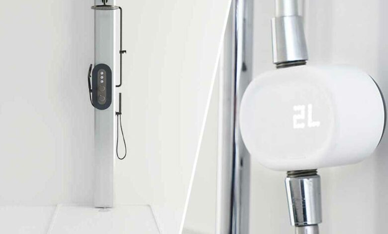 Une douche en circuit fermé et un capteur de consommation d'eau.