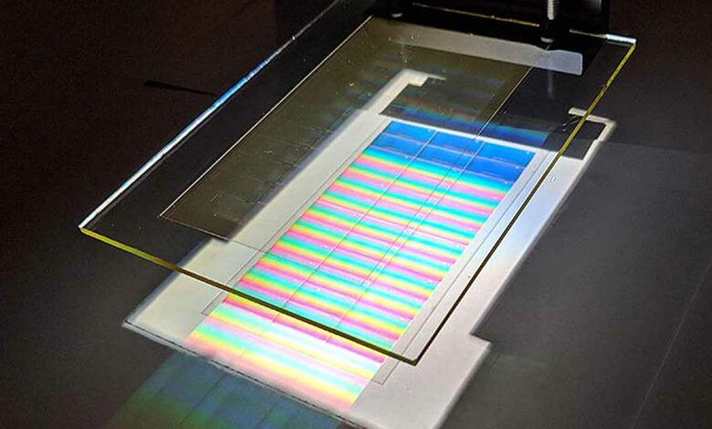 Séparation du spectre lumineux par un collecteur de lumière holographique.