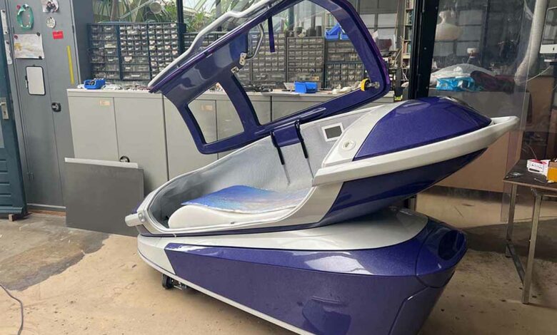 La capsule Sarco lors de sa création en atelier.