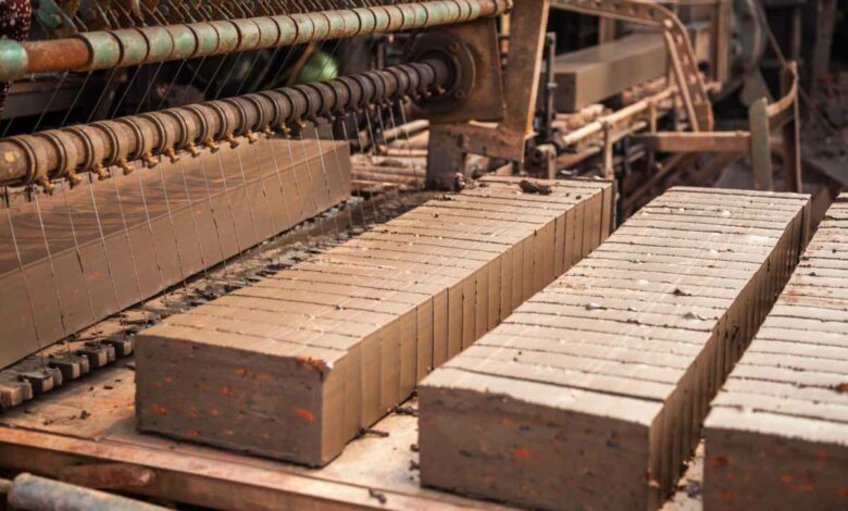 Fabrication de briques en terre crue industrielles.