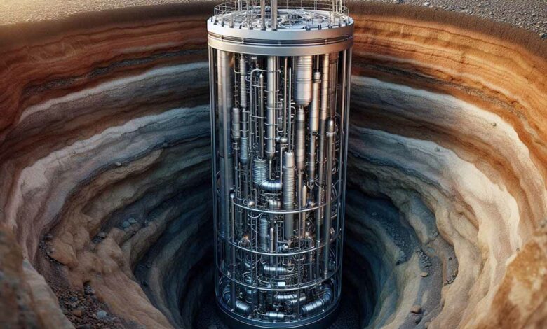 Un microréacteur à fission qui serait enterré à 1,6 km de profondeur.