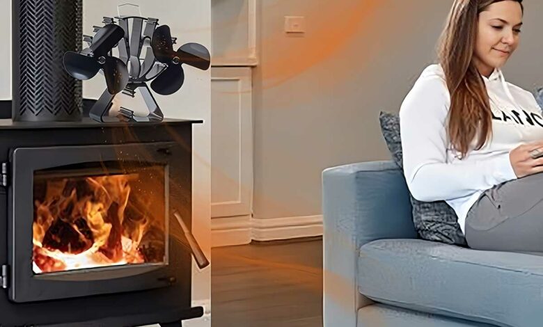 Un ventilateur de poêle diffuse la chaleur.