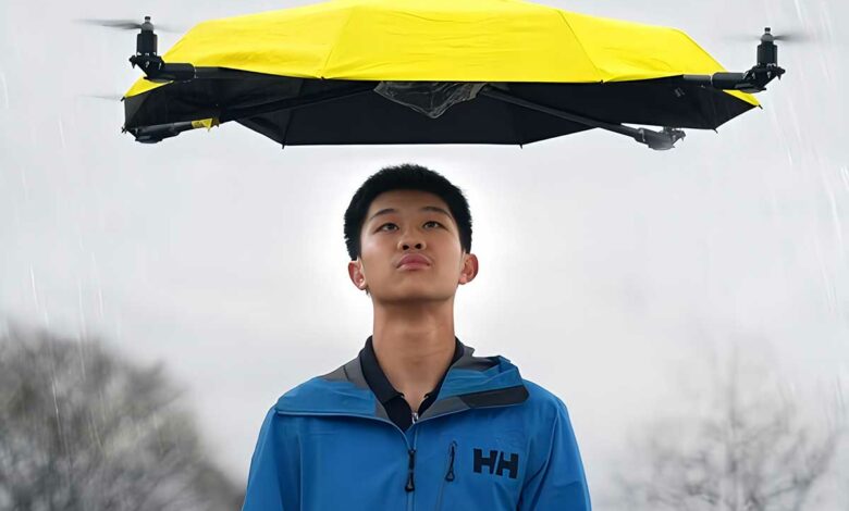 Le YouTubeur I Build Stuff invente le parapluie volant !