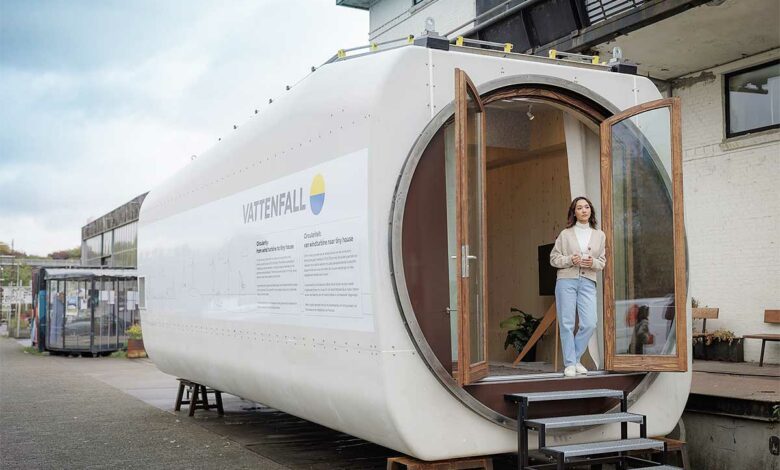 Une nacelle d'éolienne transformée en tiny house.