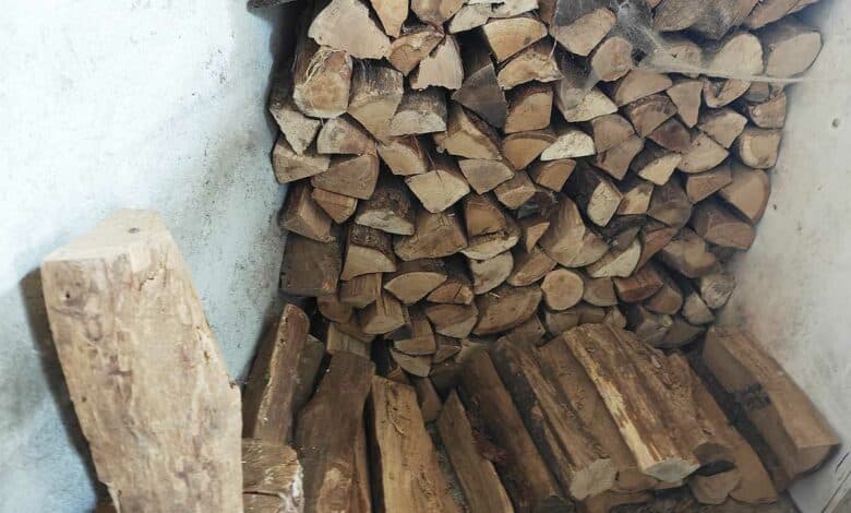 Un tas de bois de chauffage.