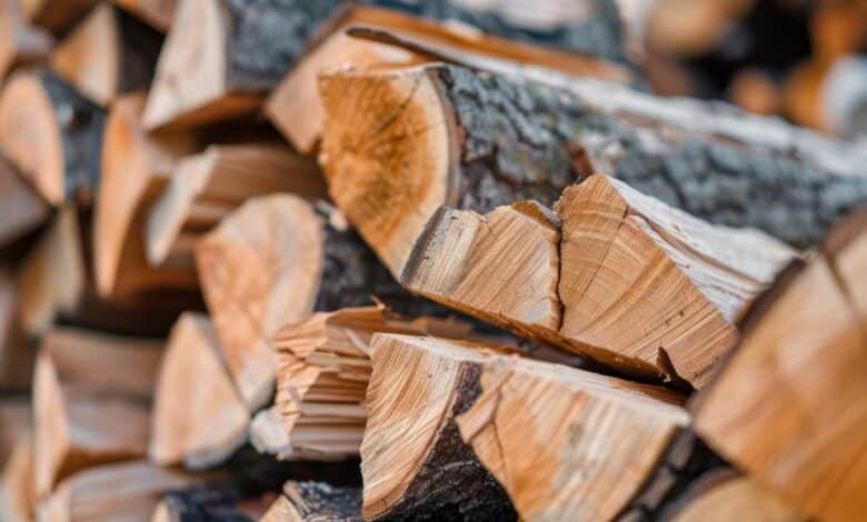 Tas de bois de chauffage.