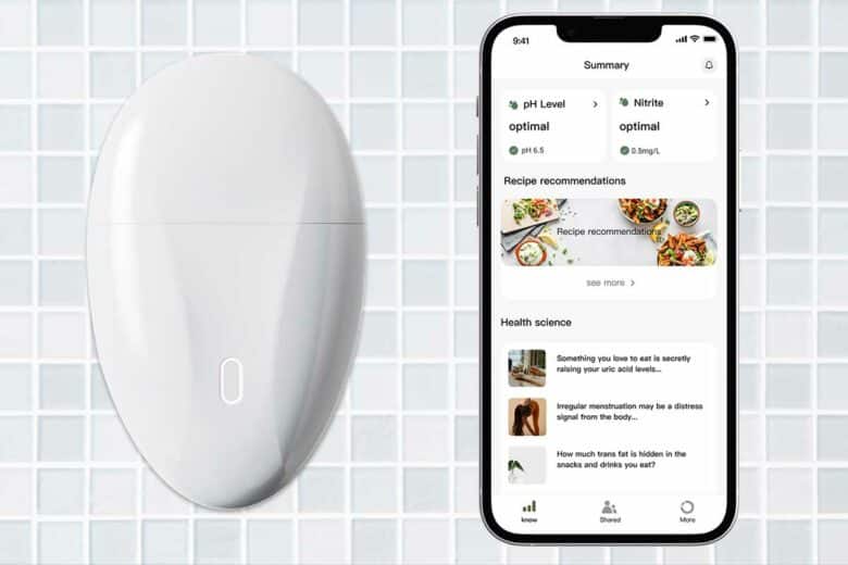L'analyseur d'urines et son application dédiée.