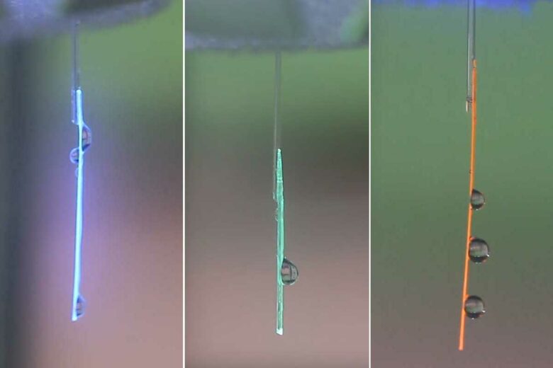 Lames de cristaux pour collecter l'eau atmosphérique lors de tests.