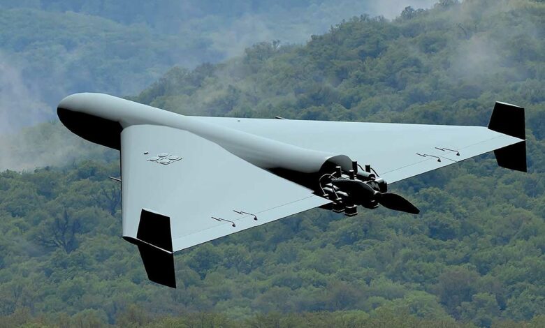 Un drone militaire en vol.